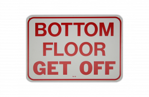 Bottom Floor Manlift Safety Sign
