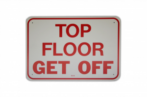 Top Floor Manlift Safety Sign